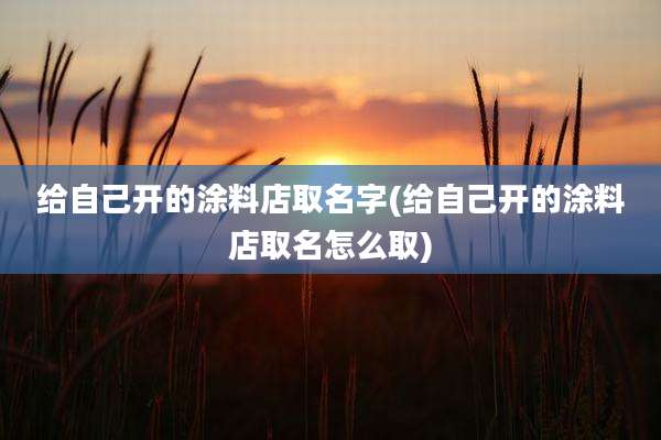 给自己开的涂料店取名字(给自己开的涂料店取名怎么取)