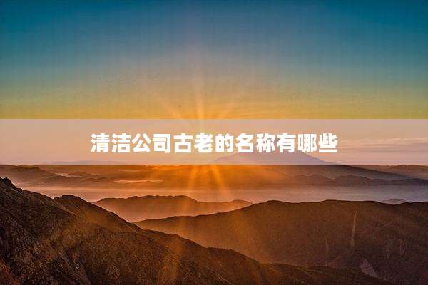 清洁公司古老的名称有哪些