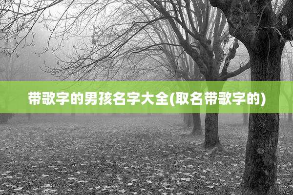 带歌字的男孩名字大全(取名带歌字的)