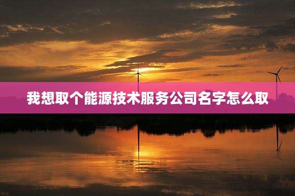 我想取个能源技术服务公司名字怎么取