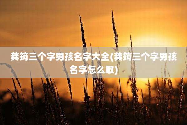 龚筠三个字男孩名字大全(龚筠三个字男孩名字怎么取)