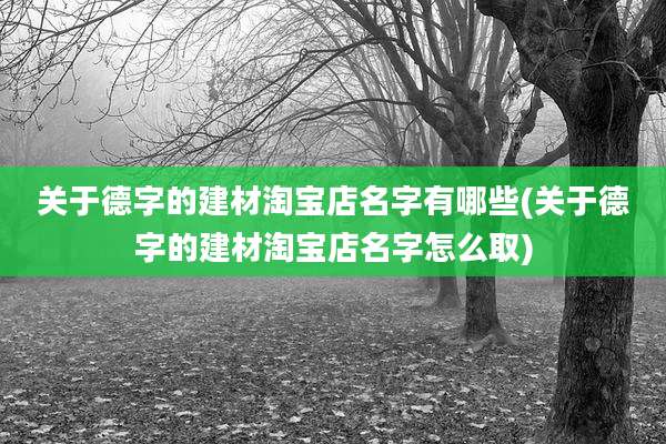 关于德字的建材淘宝店名字有哪些(关于德字的建材淘宝店名字怎么取)