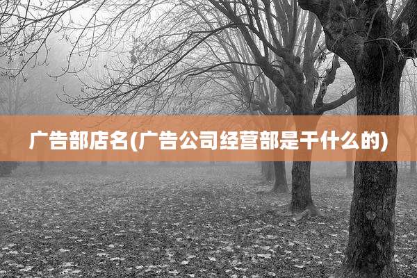 广告部店名(广告公司经营部是干什么的)