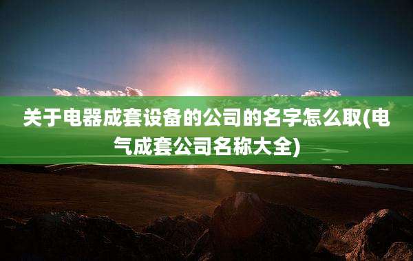 关于电器成套设备的公司的名字怎么取(电气成套公司名称大全)