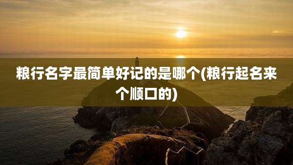 粮行名字最简单好记的是哪个(粮行起名来个顺口的)