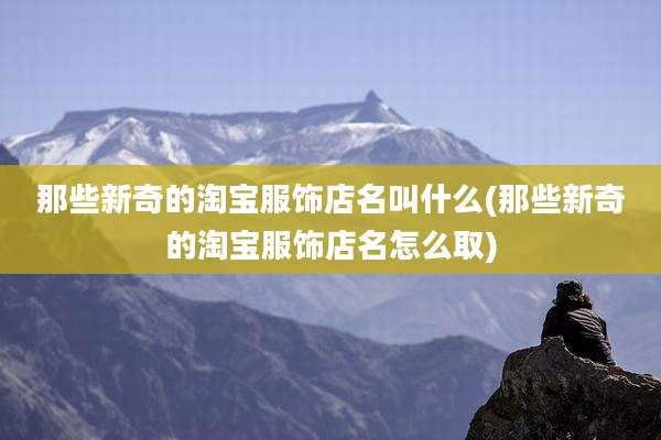 那些新奇的淘宝服饰店名叫什么(那些新奇的淘宝服饰店名怎么取)