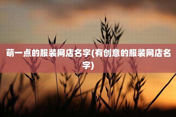 萌一点的服装网店名字(有创意的服装网店名字)