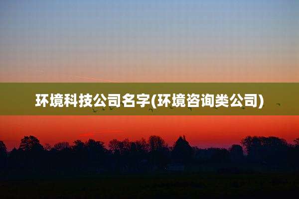 环境科技公司名字(环境咨询类公司)
