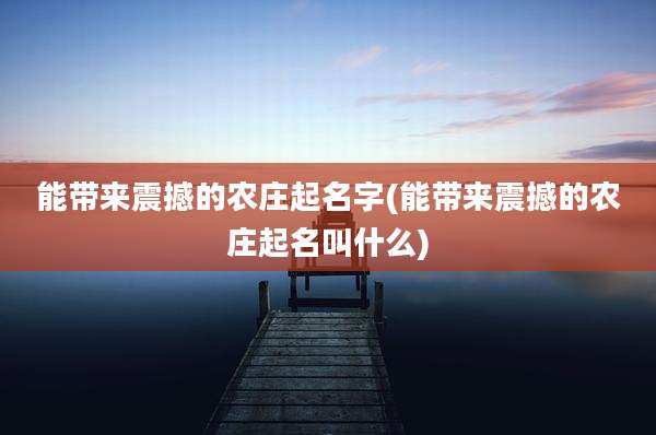 能带来震撼的农庄起名字(能带来震撼的农庄起名叫什么)