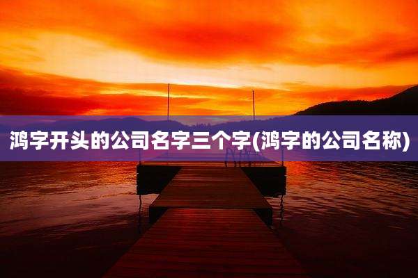 鸿字开头的公司名字三个字(鸿字的公司名称)