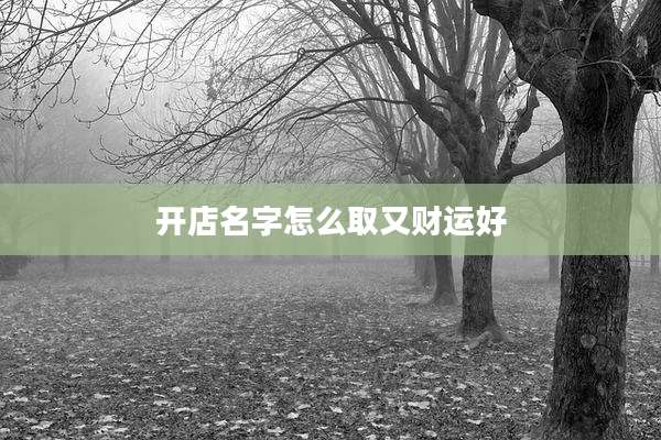 开店名字怎么取又财运好