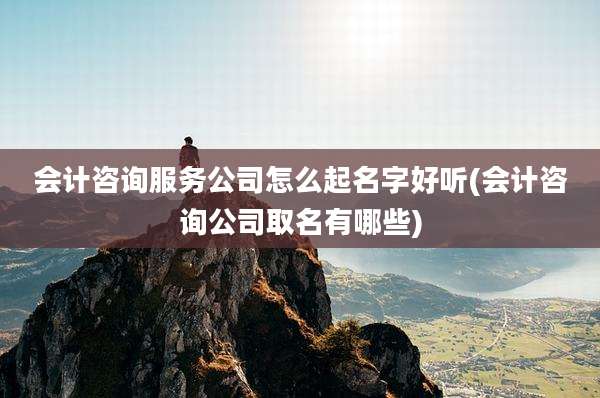 会计咨询服务公司怎么起名字好听(会计咨询公司取名有哪些)