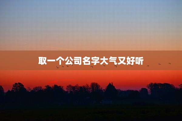 取一个公司名字大气又好听