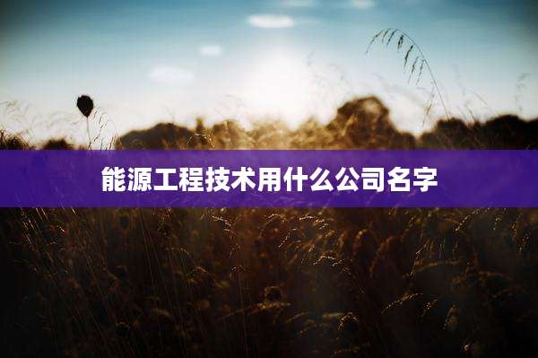 能源工程技术用什么公司名字