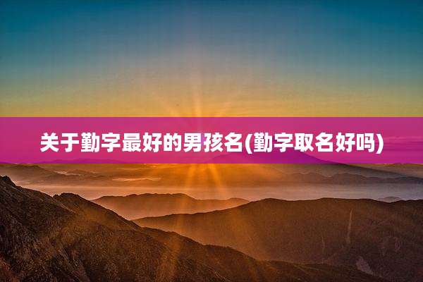 关于勤字最好的男孩名(勤字取名好吗)