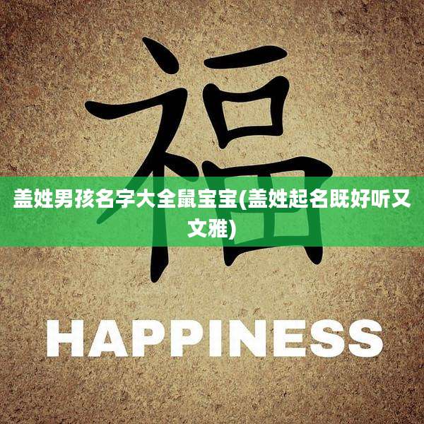 盖姓男孩名字大全鼠宝宝(盖姓起名既好听又文雅)
