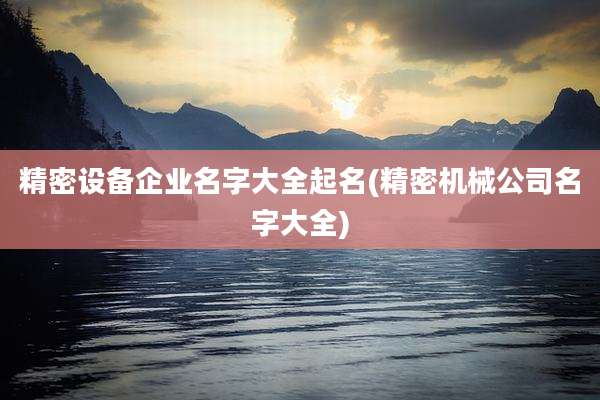 精密设备企业名字大全起名(精密机械公司名字大全)