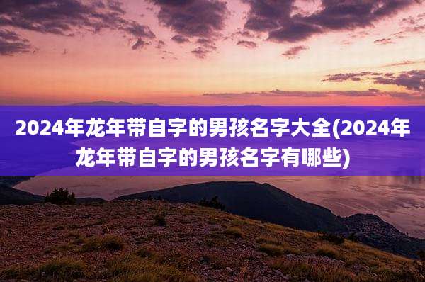 2024年龙年带自字的男孩名字大全(2024年龙年带自字的男孩名字有哪些)