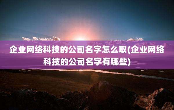 企业网络科技的公司名字怎么取(企业网络科技的公司名字有哪些)
