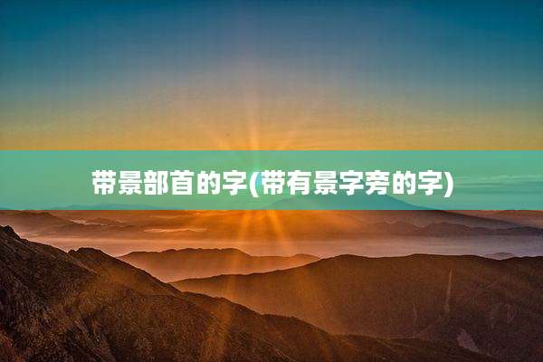 带景部首的字(带有景字旁的字)