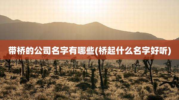 带桥的公司名字有哪些(桥起什么名字好听)