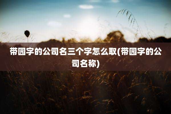 带园字的公司名三个字怎么取(带园字的公司名称)