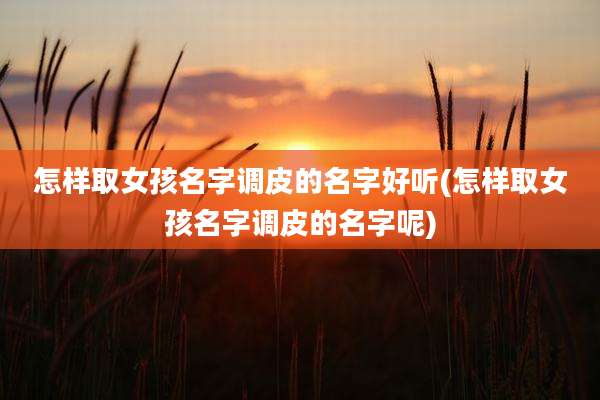 怎样取女孩名字调皮的名字好听(怎样取女孩名字调皮的名字呢)