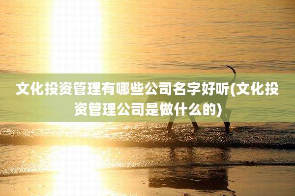 文化投资管理有哪些公司名字好听(文化投资管理公司是做什么的)