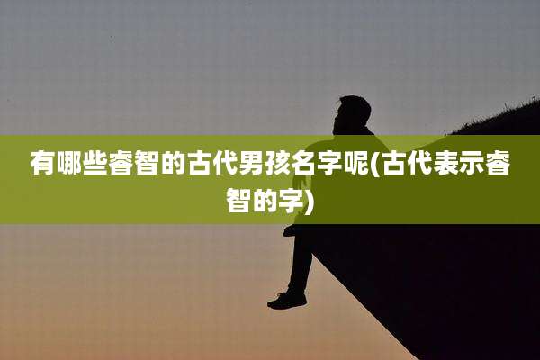 有哪些睿智的古代男孩名字呢(古代表示睿智的字)
