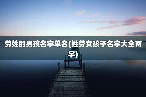 劳姓的男孩名字单名(姓劳女孩子名字大全两字)