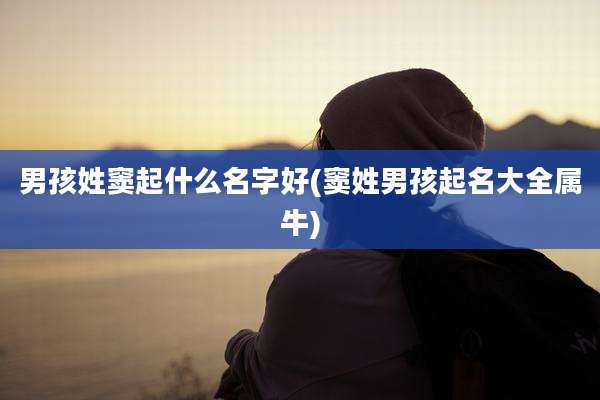 男孩姓窦起什么名字好(窦姓男孩起名大全属牛)