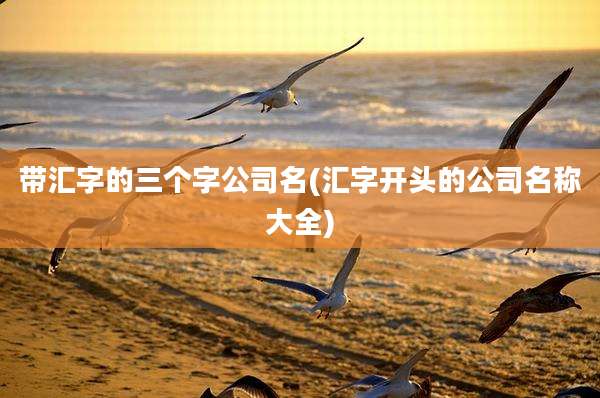带汇字的三个字公司名(汇字开头的公司名称大全)