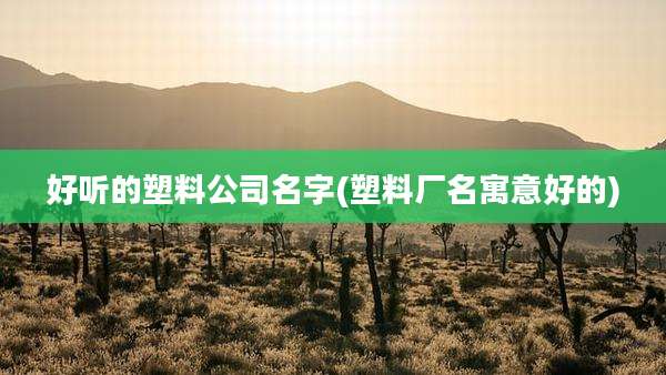 好听的塑料公司名字(塑料厂名寓意好的)