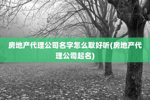 房地产代理公司名字怎么取好听(房地产代理公司起名)