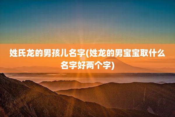 姓氏龙的男孩儿名字(姓龙的男宝宝取什么名字好两个字)