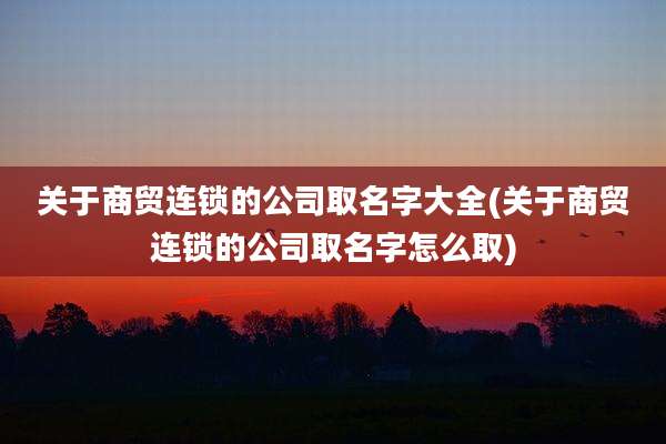 关于商贸连锁的公司取名字大全(关于商贸连锁的公司取名字怎么取)