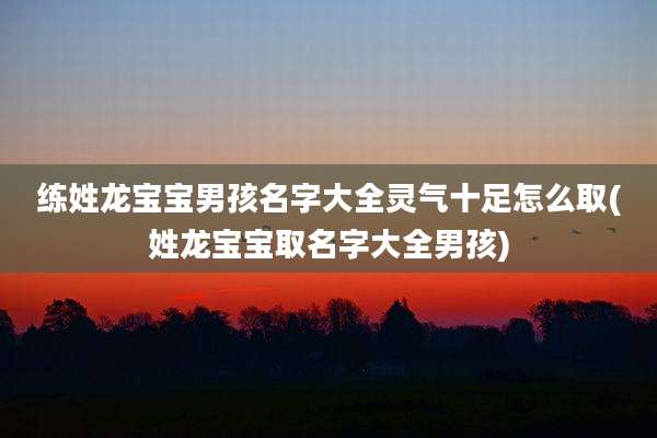 练姓龙宝宝男孩名字大全灵气十足怎么取(姓龙宝宝取名字大全男孩)