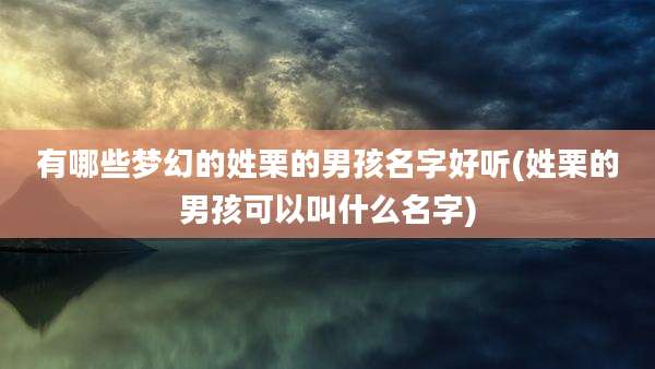 有哪些梦幻的姓栗的男孩名字好听(姓栗的男孩可以叫什么名字)