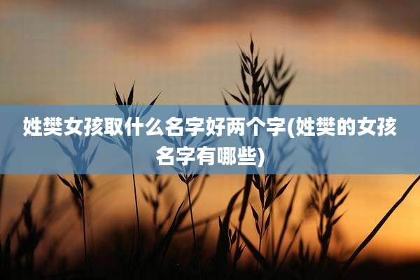 姓樊女孩取什么名字好两个字(姓樊的女孩名字有哪些)