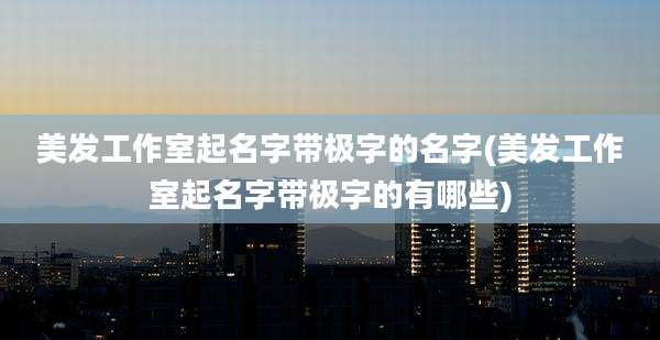美发工作室起名字带极字的名字(美发工作室起名字带极字的有哪些)
