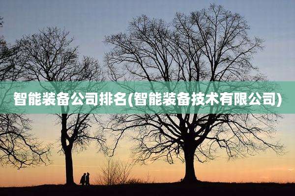 智能装备公司排名(智能装备技术有限公司)