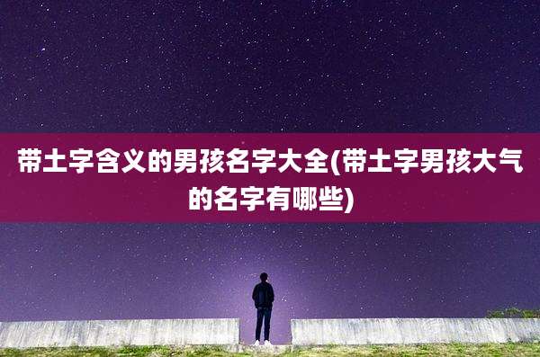 带土字含义的男孩名字大全(带土字男孩大气的名字有哪些)
