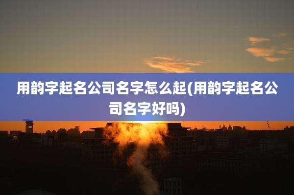 用韵字起名公司名字怎么起(用韵字起名公司名字好吗)