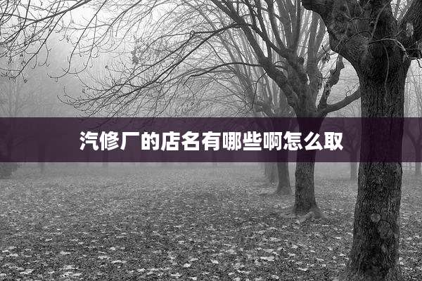 汽修厂的店名有哪些啊怎么取