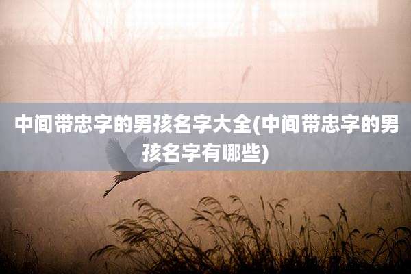中间带忠字的男孩名字大全(中间带忠字的男孩名字有哪些)