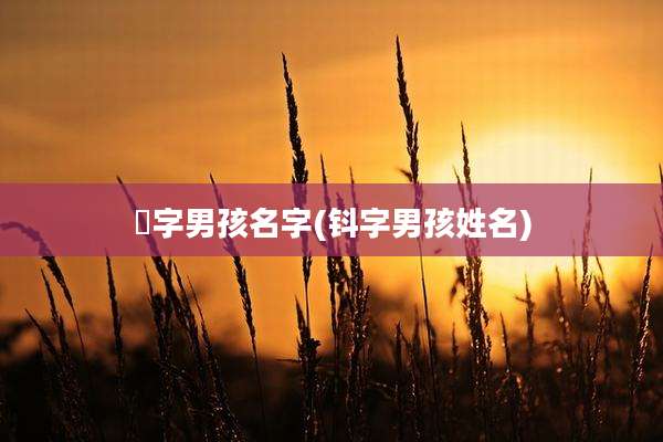 芃字男孩名字(钭字男孩姓名)
