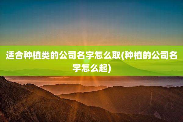 适合种植类的公司名字怎么取(种植的公司名字怎么起)