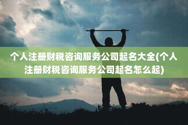 个人注册财税咨询服务公司起名大全(个人注册财税咨询服务公司起名怎么起)