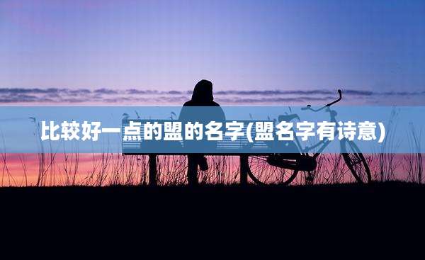 比较好一点的盟的名字(盟名字有诗意)