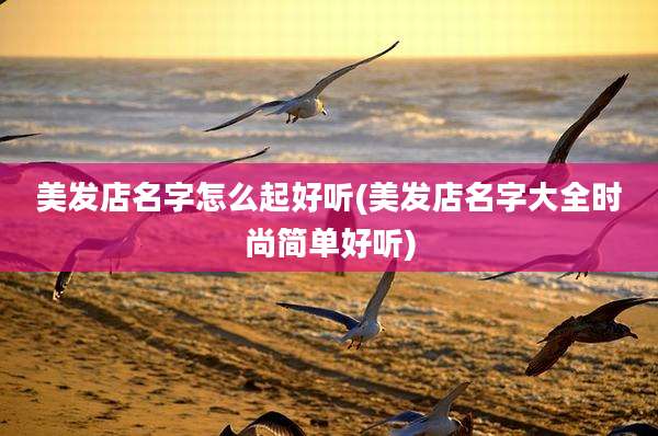 美发店名字怎么起好听(美发店名字大全时尚简单好听)